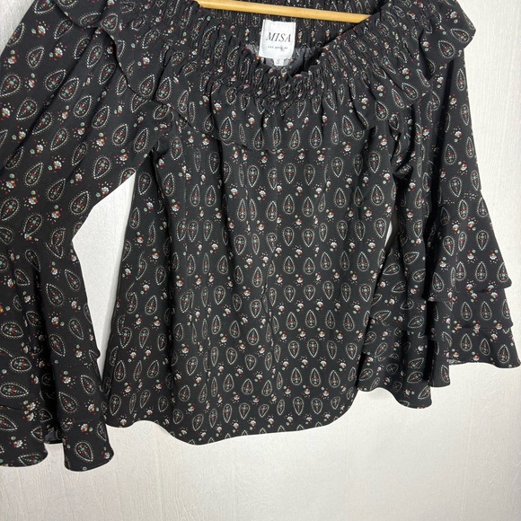 Misa Los Angeles Saskiya off the shoulder ruffle sleeve blouse black size small - Picture 5 of 11